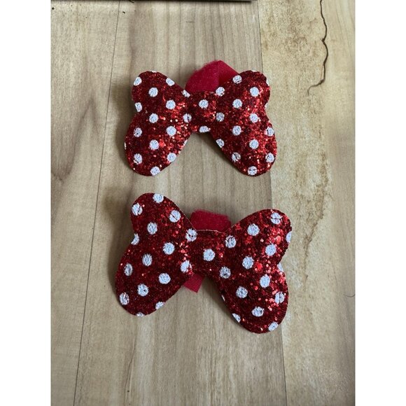Red Glitter Polka Dot Velcro Hair Wrap Bow - Picture 1 of 6